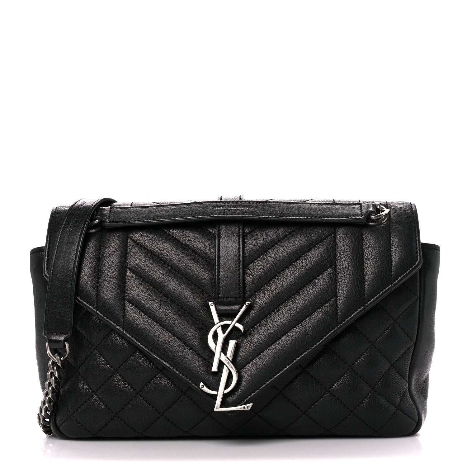 Saint Laurent Sheepskin Tri-Quilt Monogram Medium College Bag Black Black 1 of 12