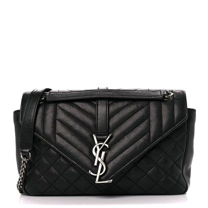 Saint Laurent Sheepskin Tri-Quilt Monogram Medium College Bag Black Black 1 of 12