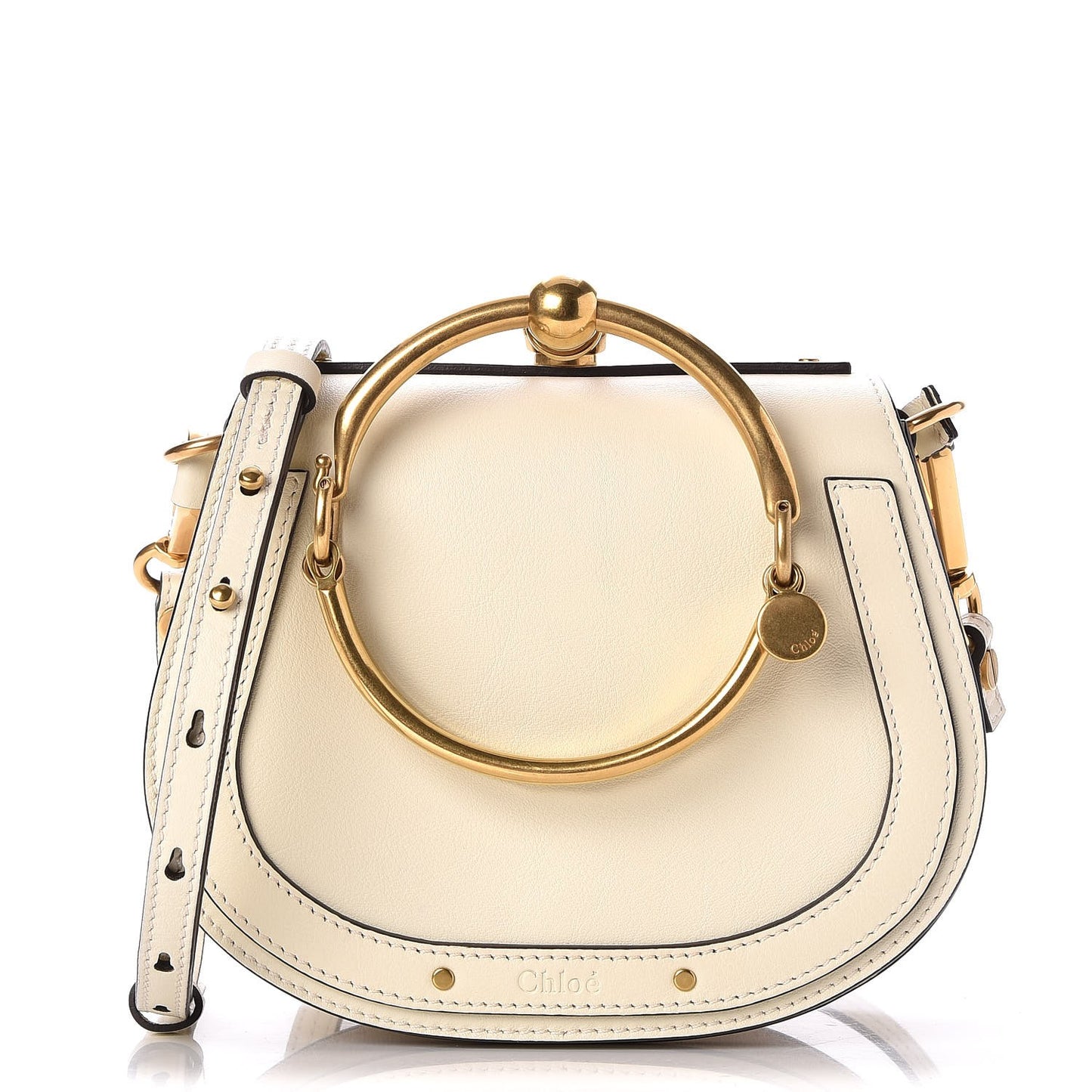Calfskin Suede Small Nile Bracelet Bag Off White
