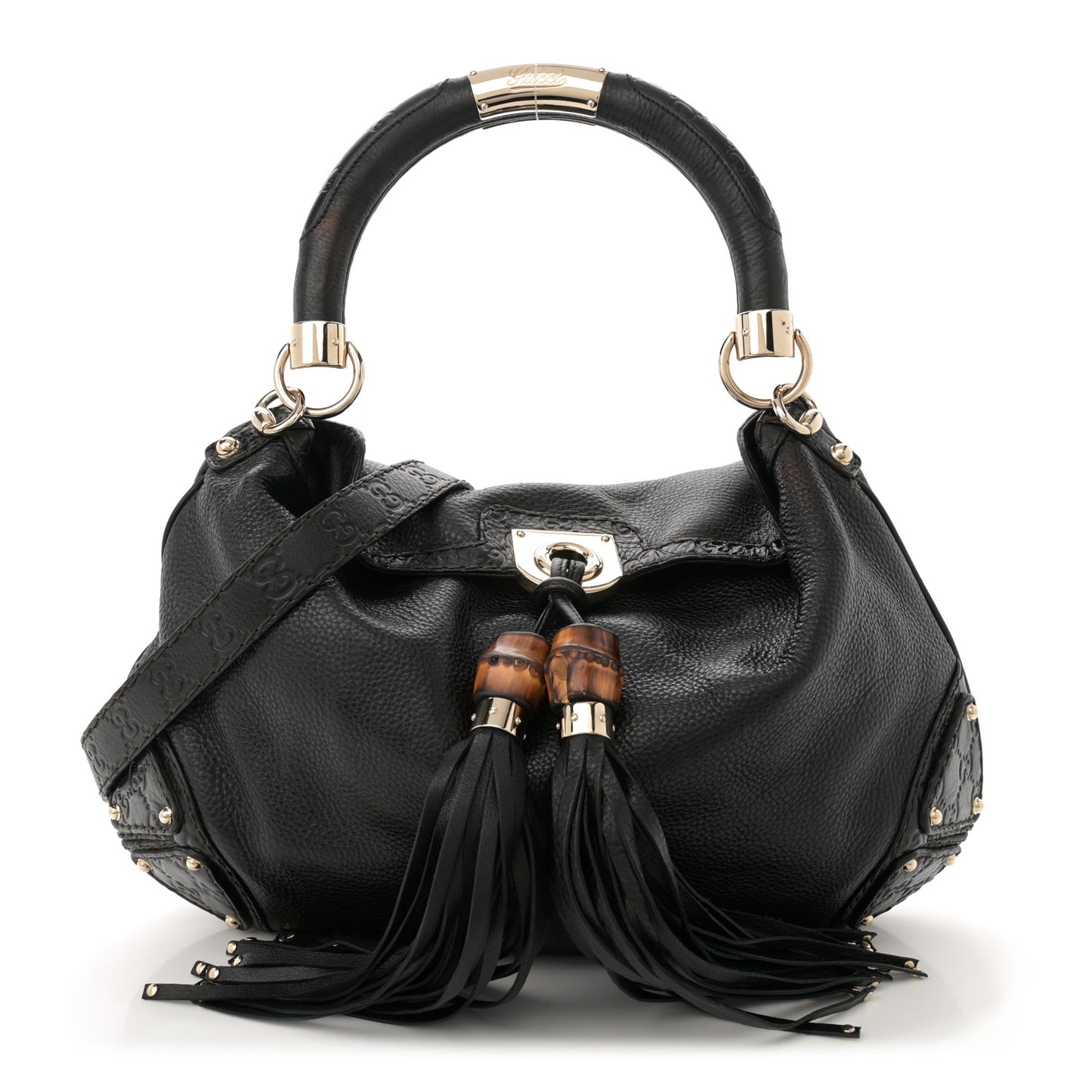 Calfskin Medium Indy Top Handle Hobo Black