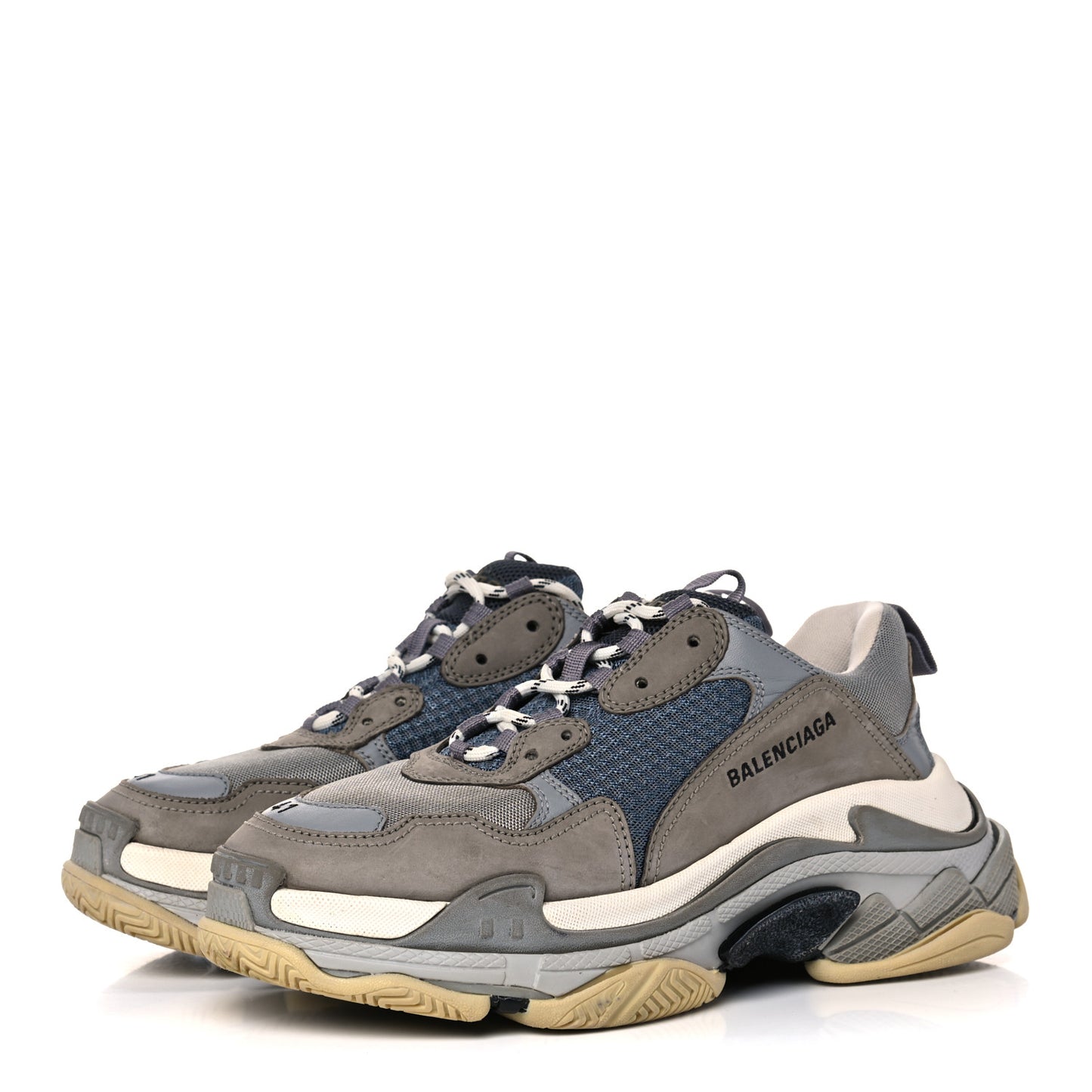 Fabric Mesh Mens Triple S Sneakers 41 Beige Bleu Gray