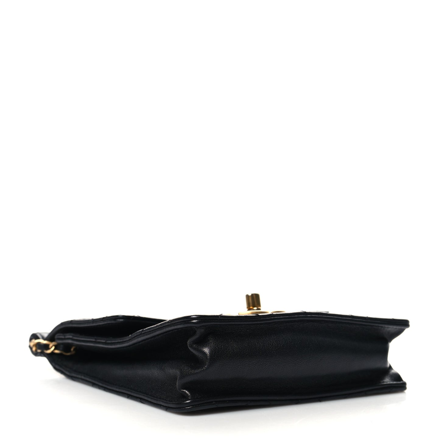 Goatskin Quilted Chic Pearls Flap Black