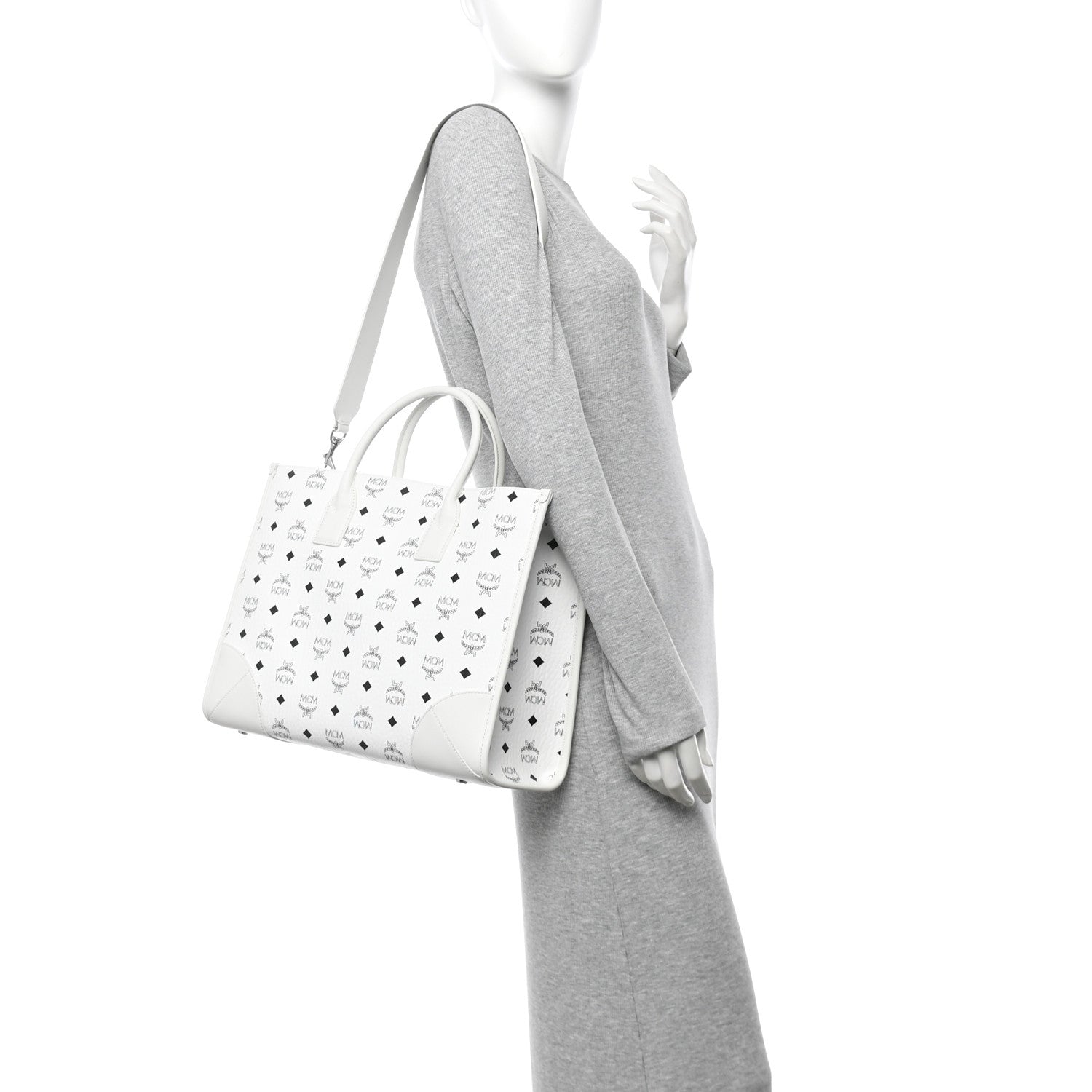 MCM Visetos Large Munchen Tote White 2 of 10