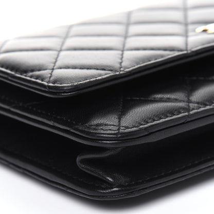 Chanel Lambskin Quilted Wallet On Chain WOC Black 10 of 15