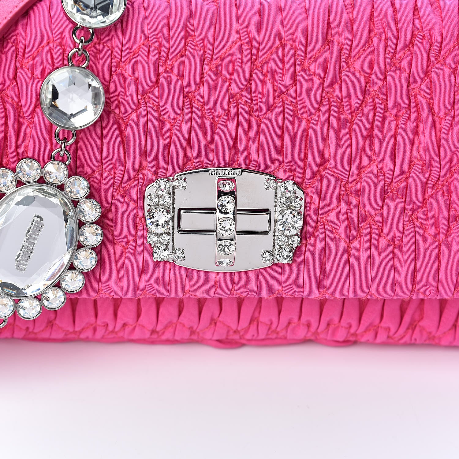 Miu Miu Faille Matelasse Crystal Flap Clutch Pink 8 of 10
