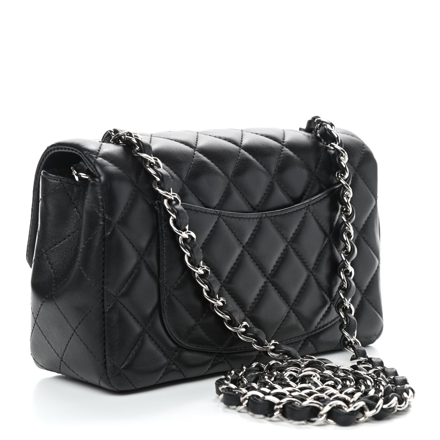 Lambskin Quilted Mini Rectangular Flap Black