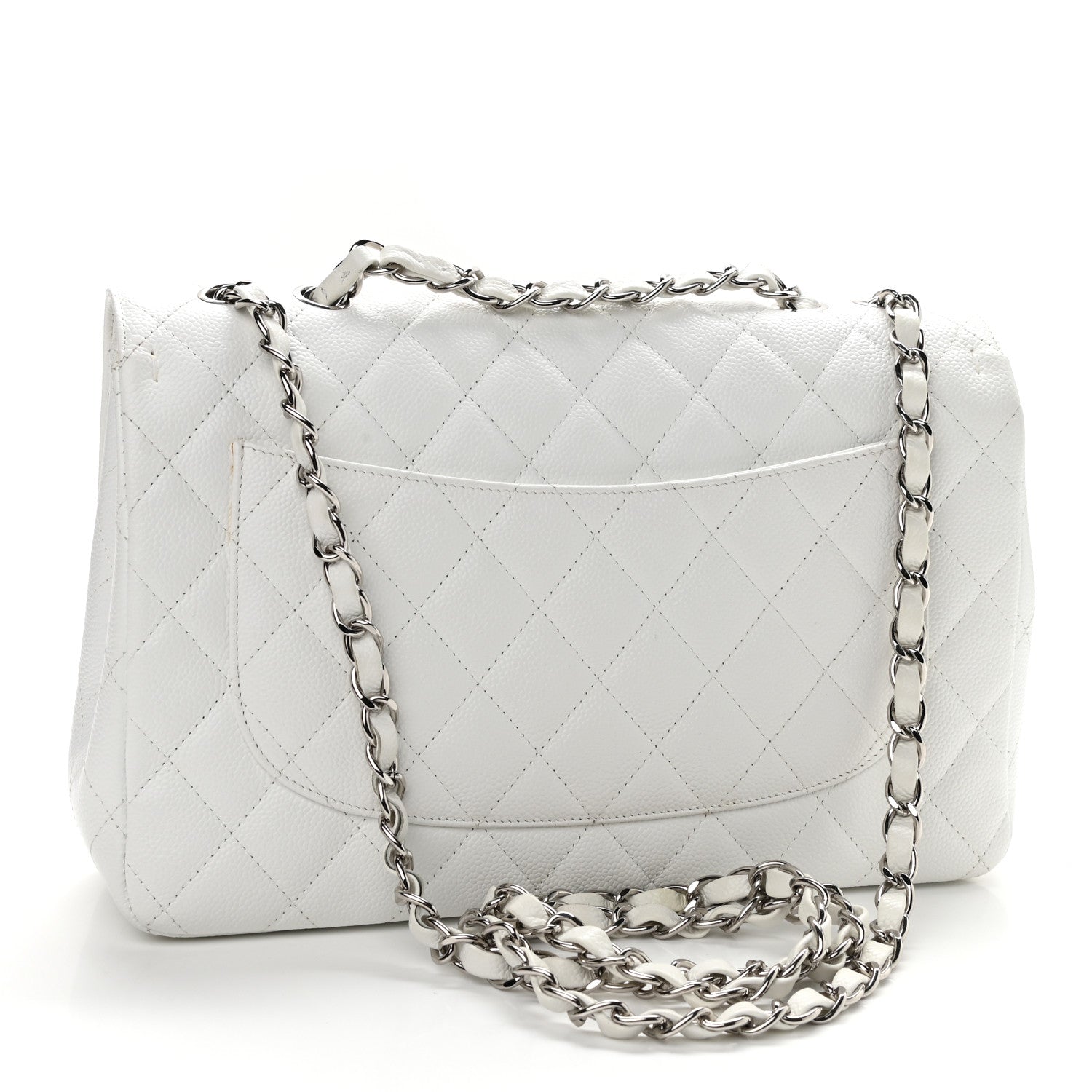 Chanel Caviar Quilted Jumbo Double Flap White 2 of 16