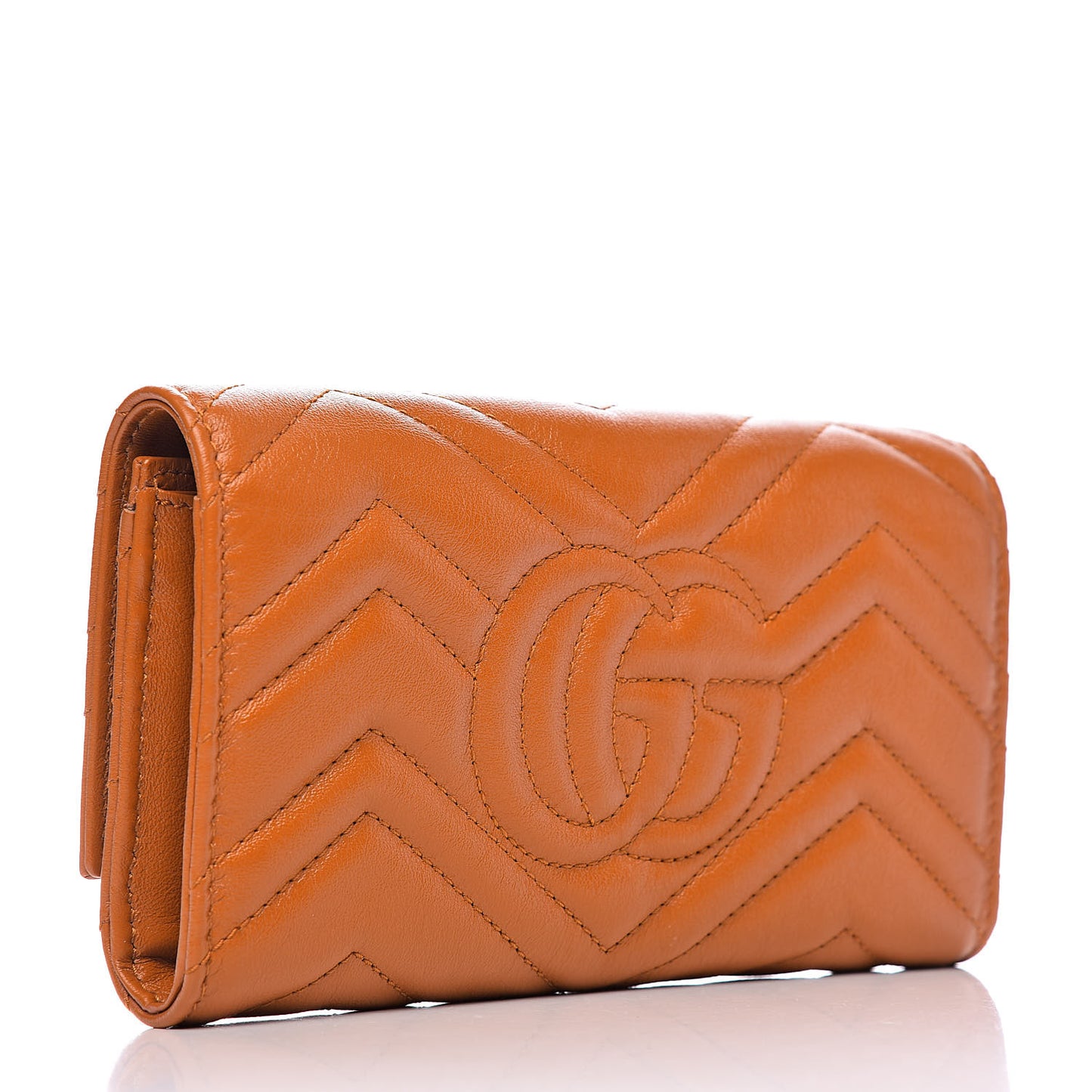 Calfskin Matelasse GG Marmont Continental Wallet Cognac