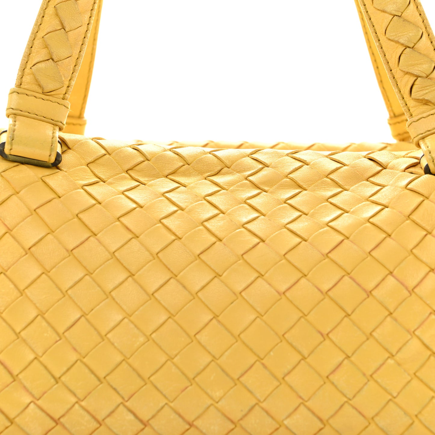 Nappa Intrecciato Woven Top Handle Bag Buttercup