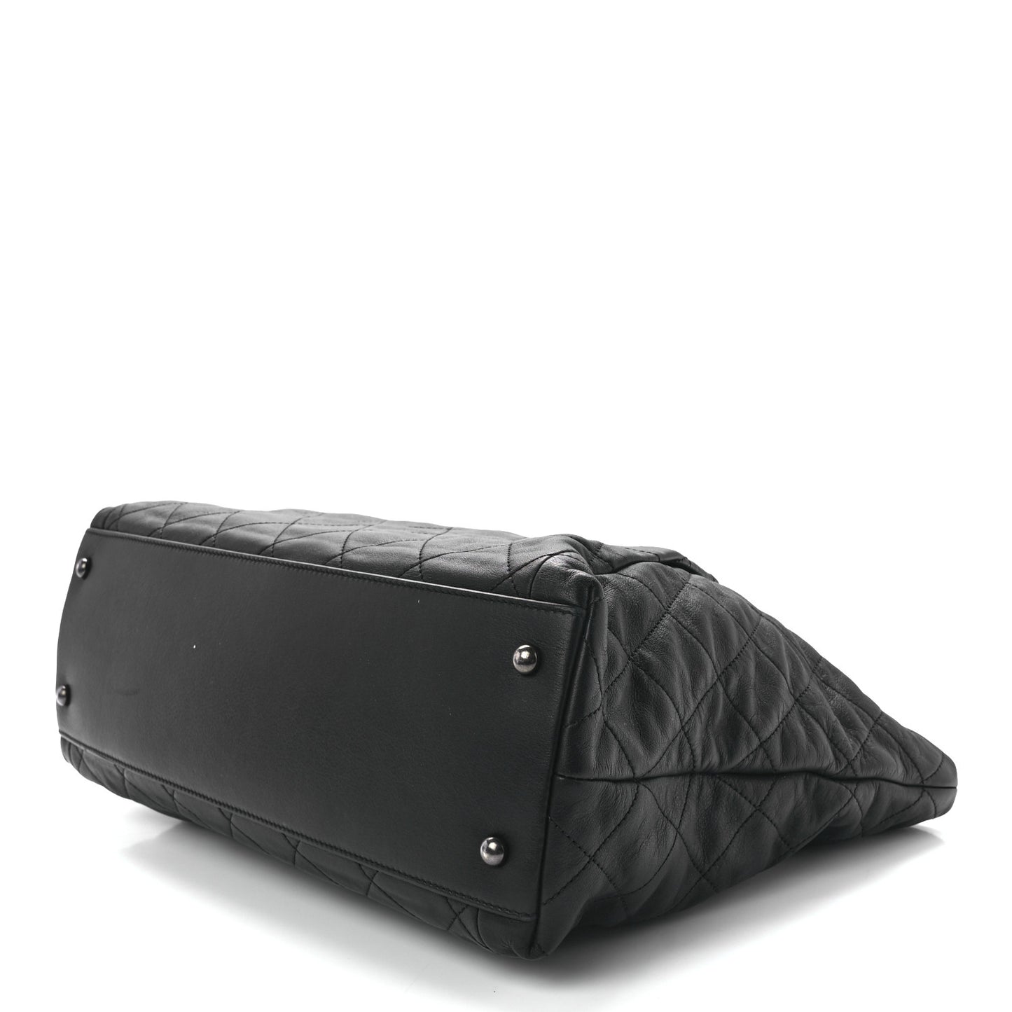 Calfskin Quilted Large Coco Pleats Tote Black