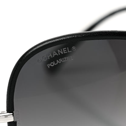 Chanel Metal Lambskin Polarized Pilot Fall Sunglasses 4227-Q Black 6 of 7
