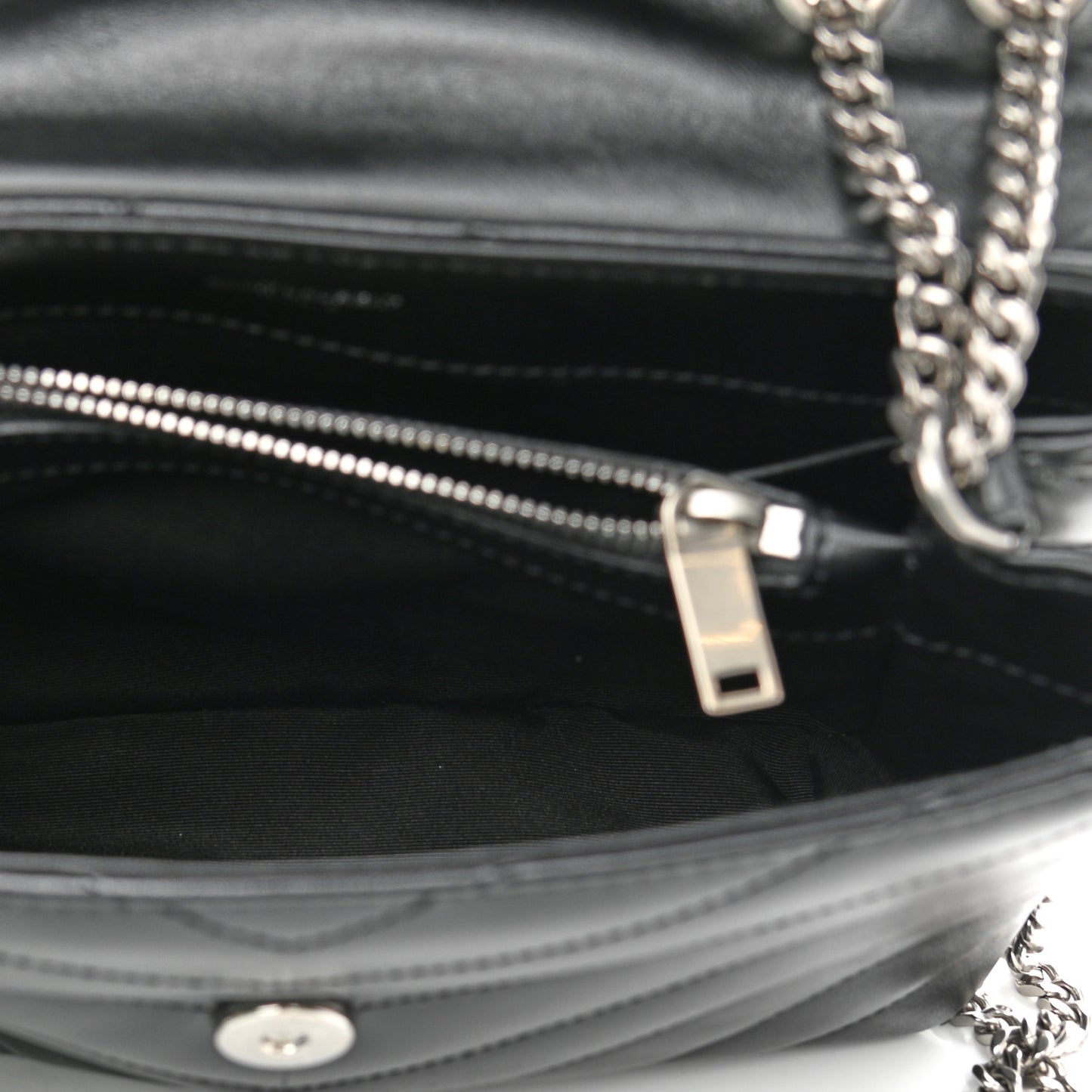 Calfskin Y Quilted Monogram Small Loulou Chain Satchel Black