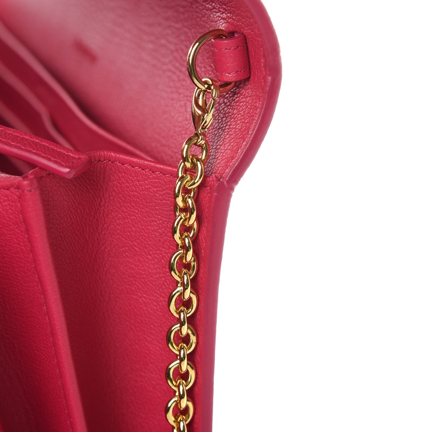 Calfskin Belle de Jour Chain Clutch Fuchsia