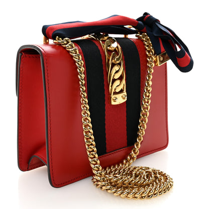 Gucci Calfskin Mini Sylvie Chain Shoulder Bag Hibiscus Red 3 of 12