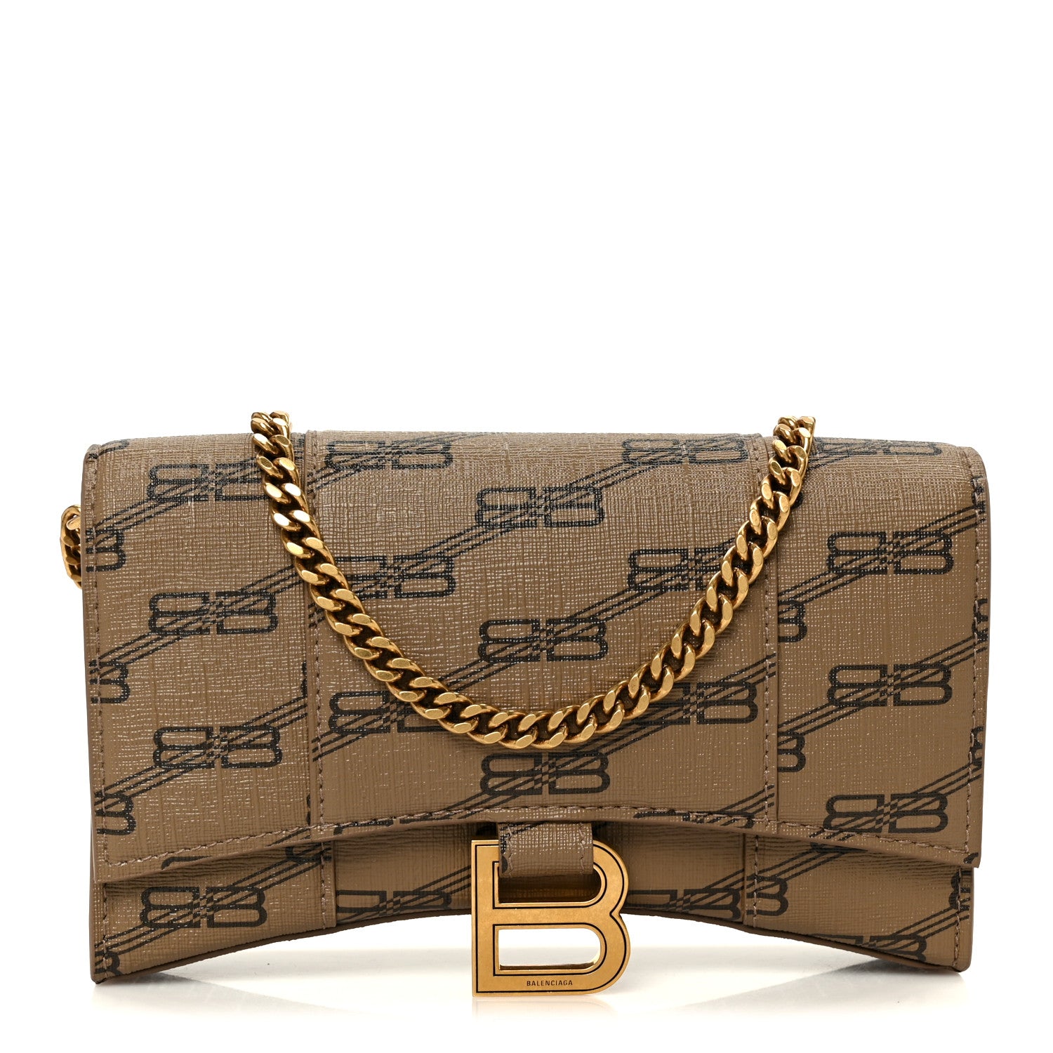 Balenciaga Coated Canvas BB Monogram Hourglass Chain Bag Beige Brown 1 of 11