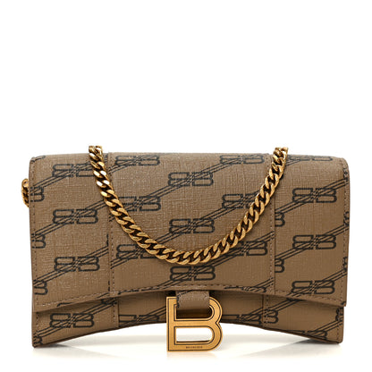 Balenciaga Coated Canvas BB Monogram Hourglass Chain Bag Beige Brown 1 of 11