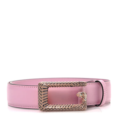Gucci Plutone Calfskin Enamel Crystal Square G Snake 30mm Belt 80 32 Sugar Pink 1 of 6