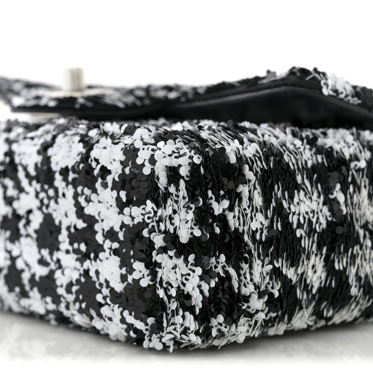 Sequin Houndstooth Small Flap Black White