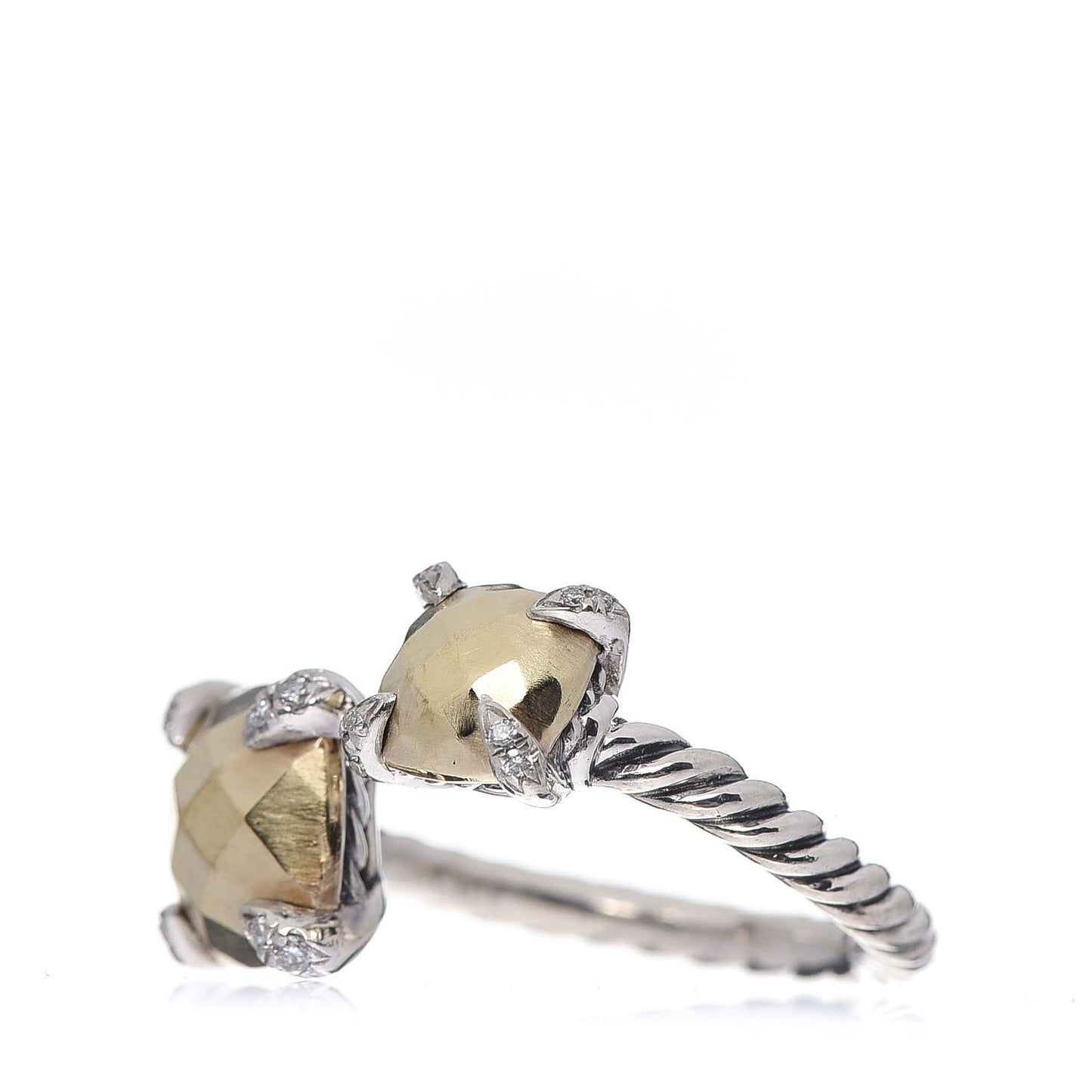 Sterling Silver 18K Yellow Gold Diamond Chatelaine Bypass Ring 49 4.75