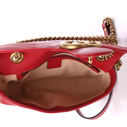 Gucci Calfskin Matelasse Small GG Marmont Shoulder Bag Hibiscus Red 4 of 4