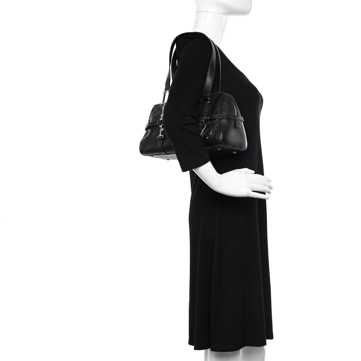 Christian Dior Calfskin Logo Charms Boston Black 2 of 10