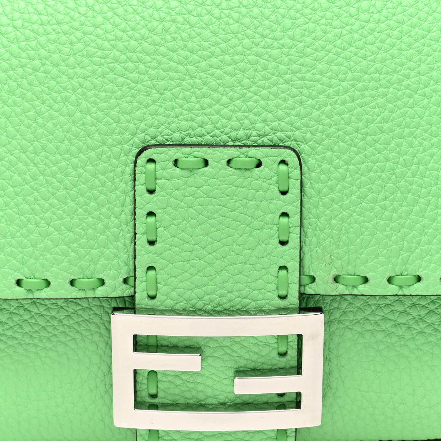 Fendi Cuoio Roma Sellerissima Nappa Sintetica Tape Stitch Baguette Edamame 7 of 9