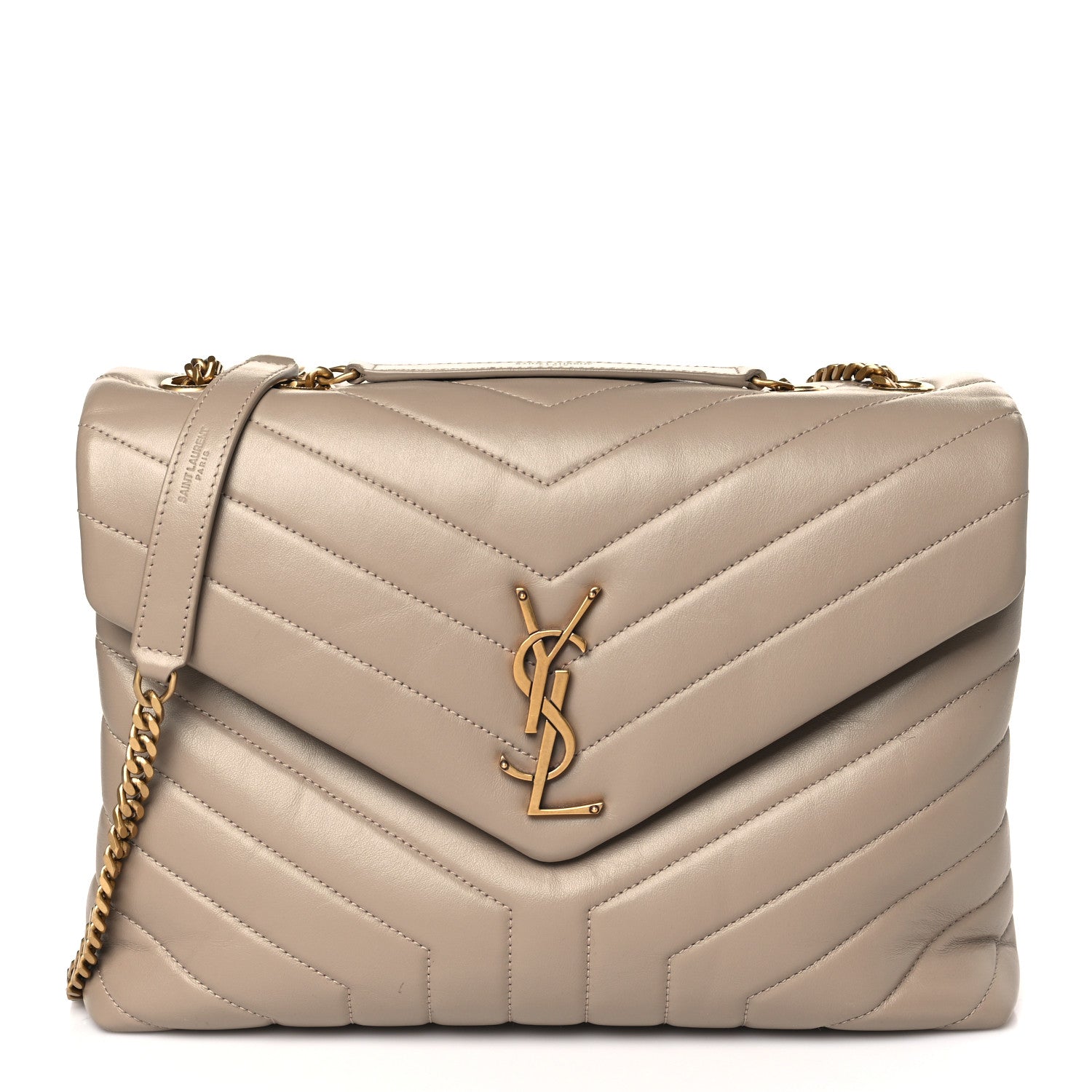 Saint Laurent Calfskin Y Quilted Monogram Medium Loulou Chain Satchel Dusty Grey 1 of 9