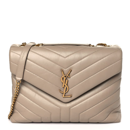 Saint Laurent Calfskin Y Quilted Monogram Medium Loulou Chain Satchel Dusty Grey 1 of 9
