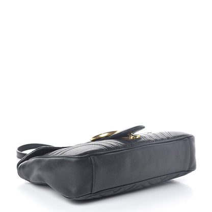 Gucci Calfskin Matelasse Medium GG Marmont Shoulder Bag Black 4 of 11