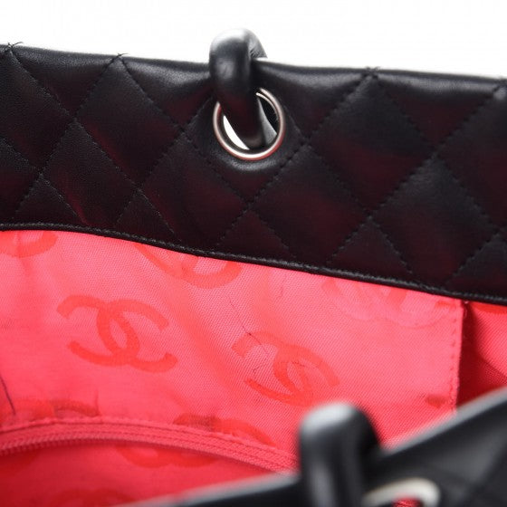 Calfskin Quilted Large Cambon Tote Black