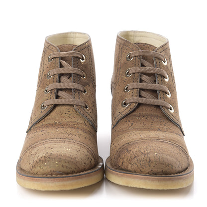 Chanel Cork Lace Up Boots 41.5 Beige Gold 2 of 10