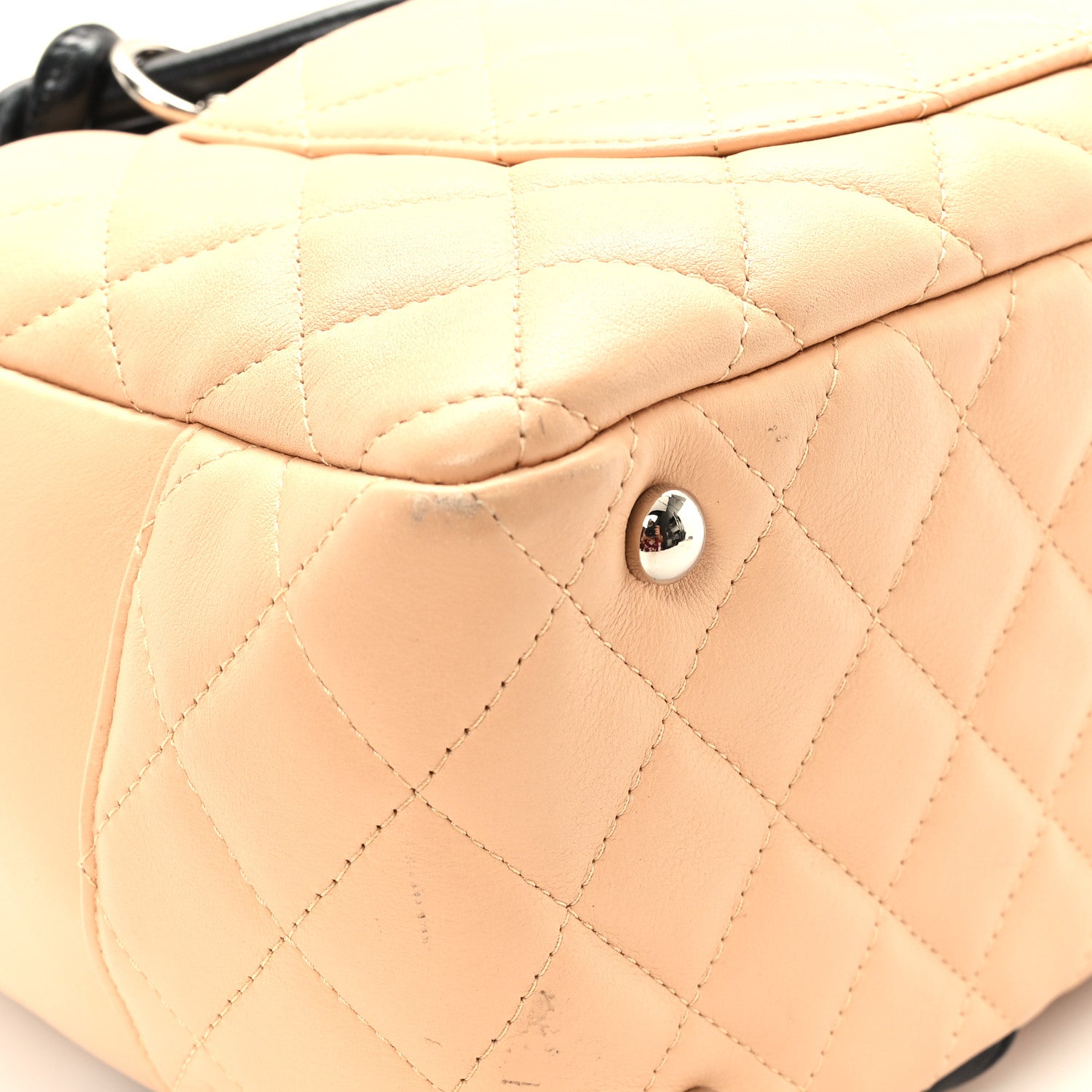 Chanel Calfskin Quilted Large Cambon Bowler Beige Black 11 of 11