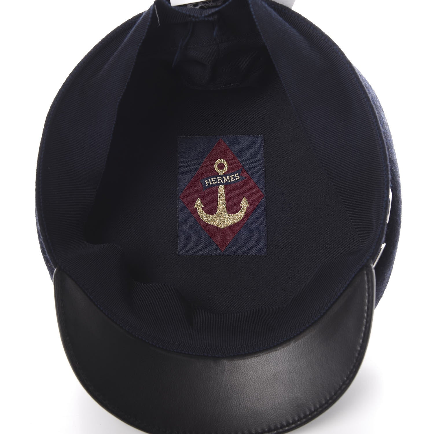 Hermes Glossy Lambskin Wool Womens Vauban Cap 58 Marine Black 6 of 8