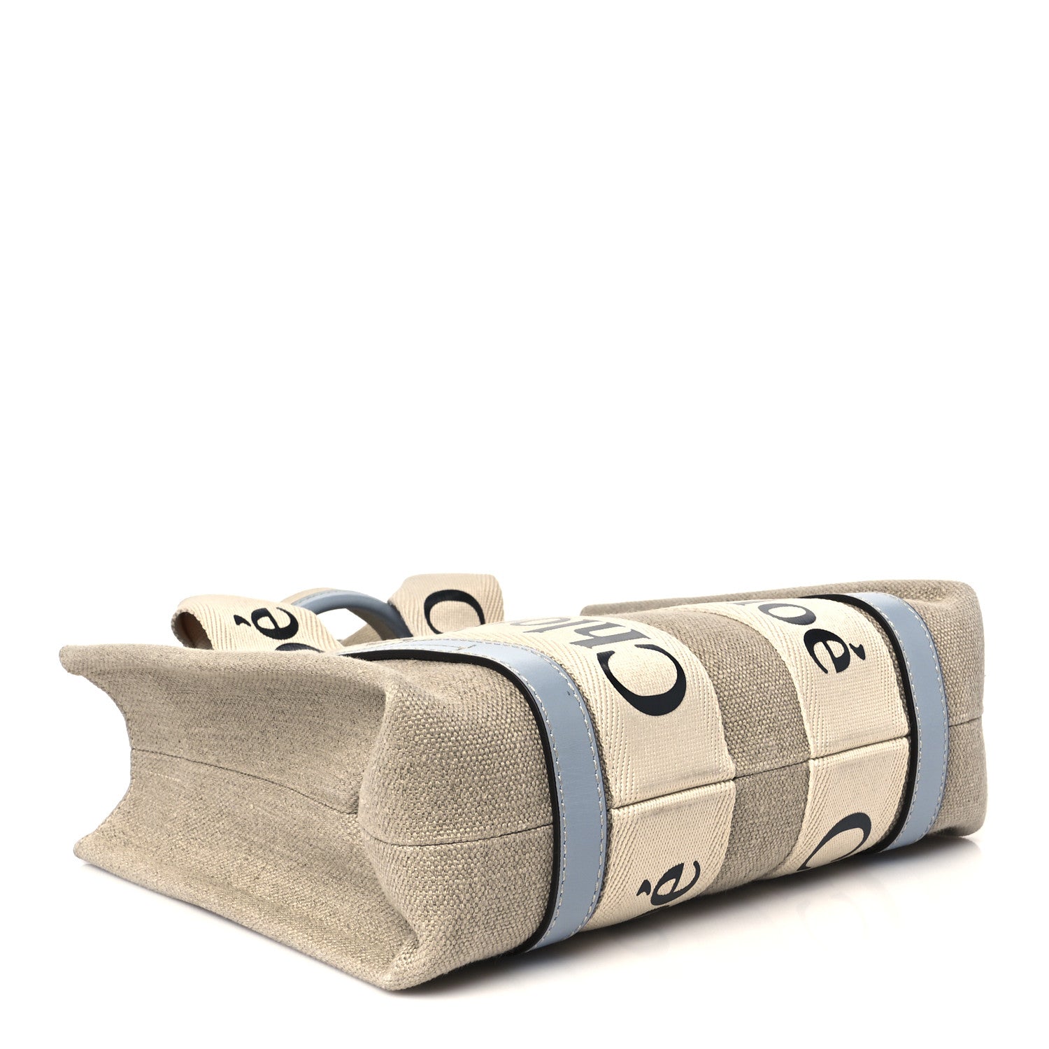 Chloe Cotton Calfskin Small Woody Ribbon Tote With Strap Light Blue 4 of 11