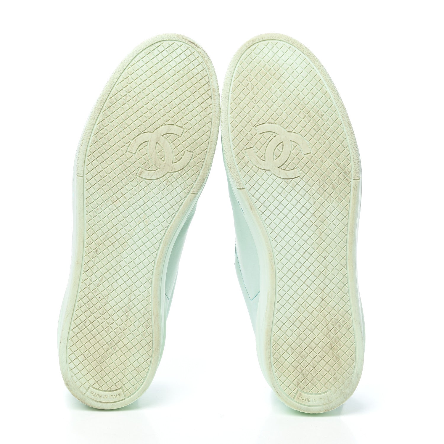 Chanel Calfskin CC Womens Weekender Lace Up Sneakers 38 Light Green 7 of 7