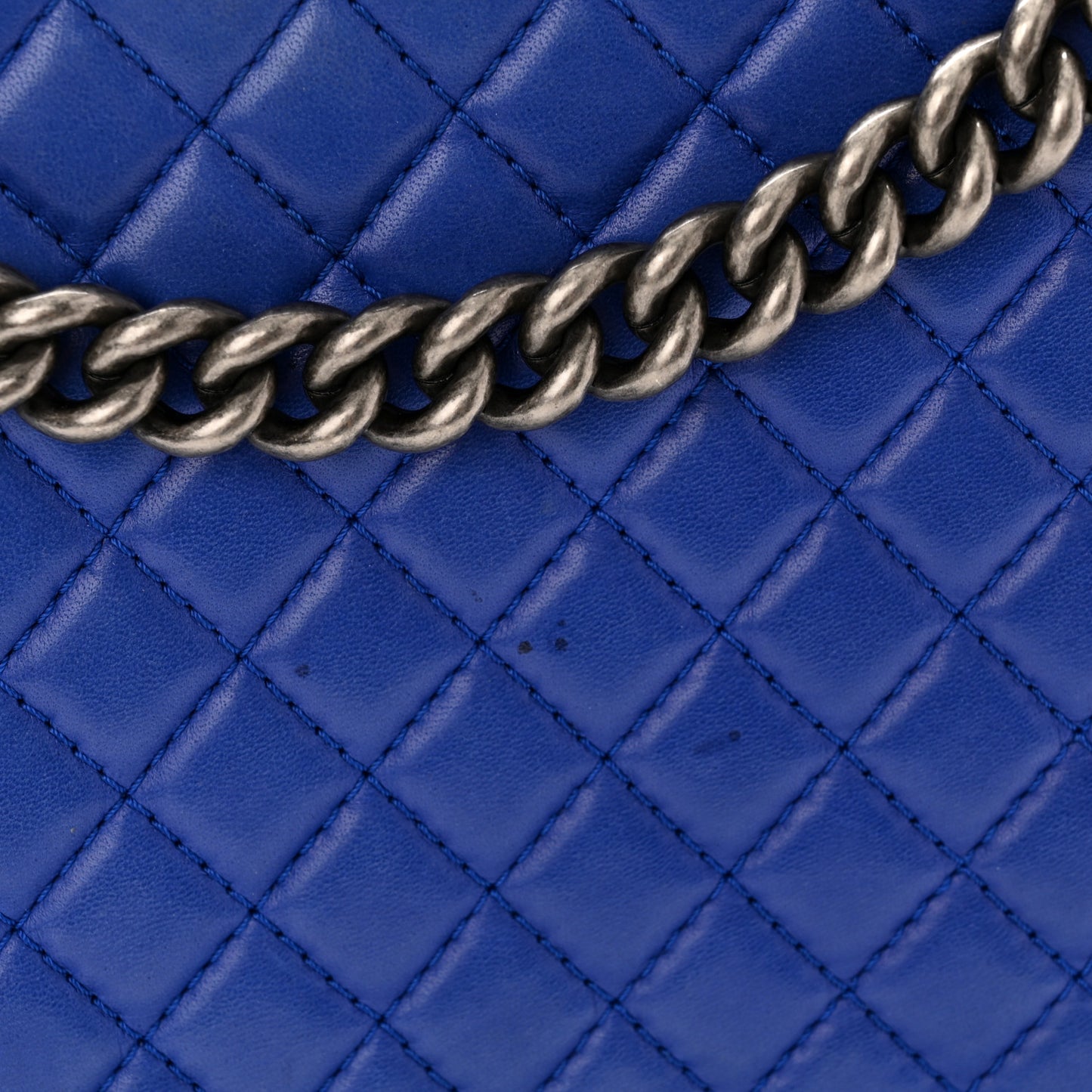 Lambskin Quilted Large Boy Flap Blue Black