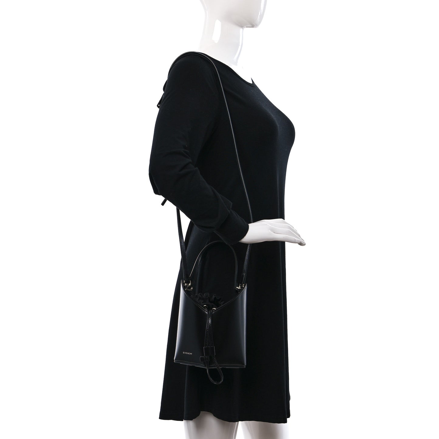 Box Calfskin Mini Cut Out Crossbody Bag Black