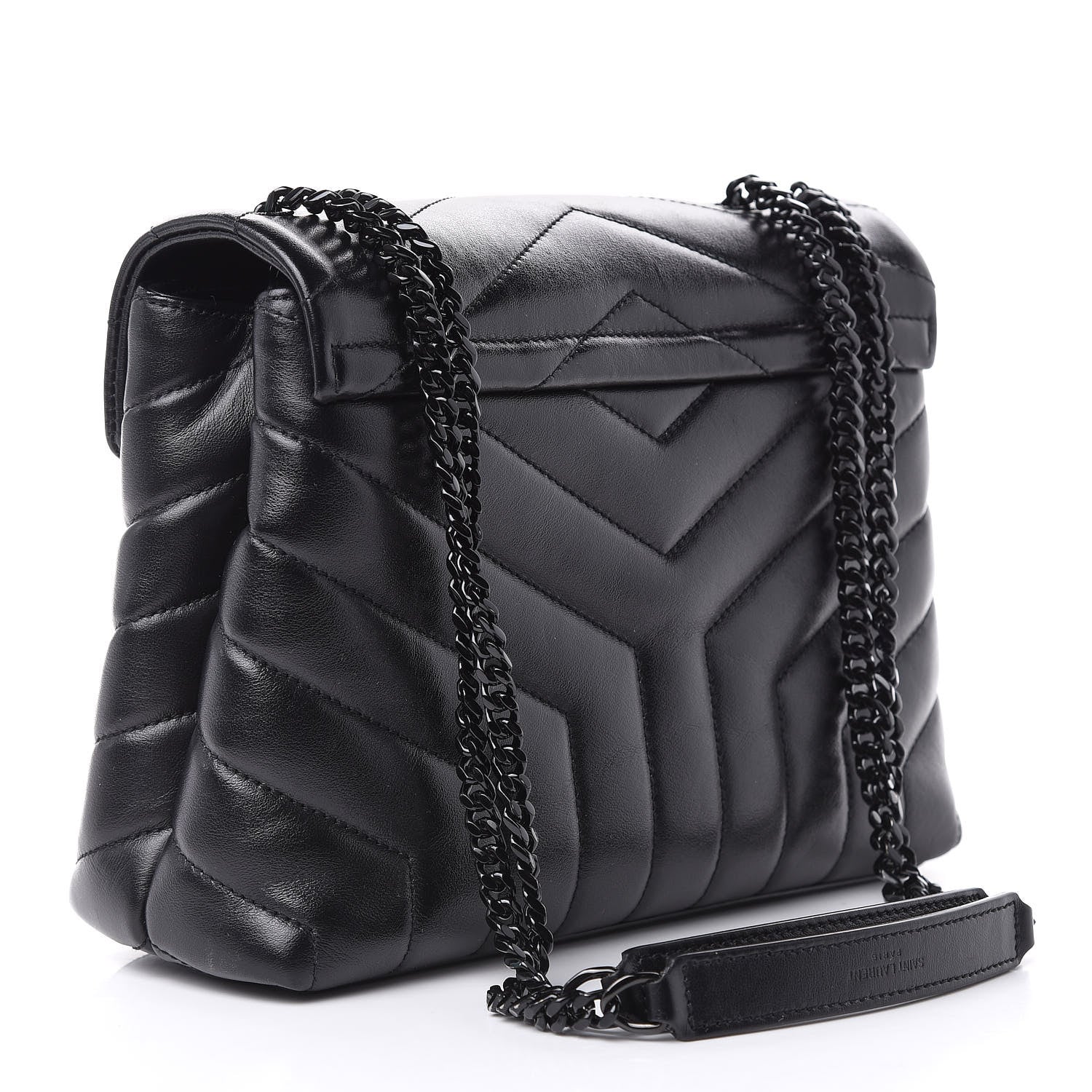 Saint Laurent Calfskin Y Quilted Monogram Small Loulou Chain Satchel Black 3 of 10