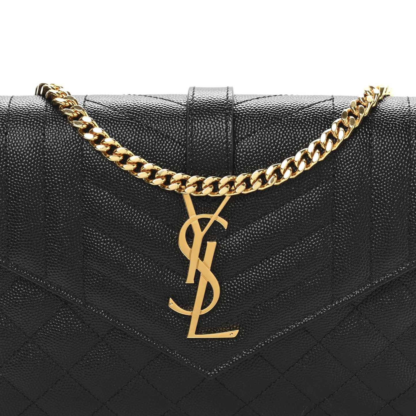 Grain De Poudre Mixed Matelasse Triquilt Monogram Chain Wallet Black