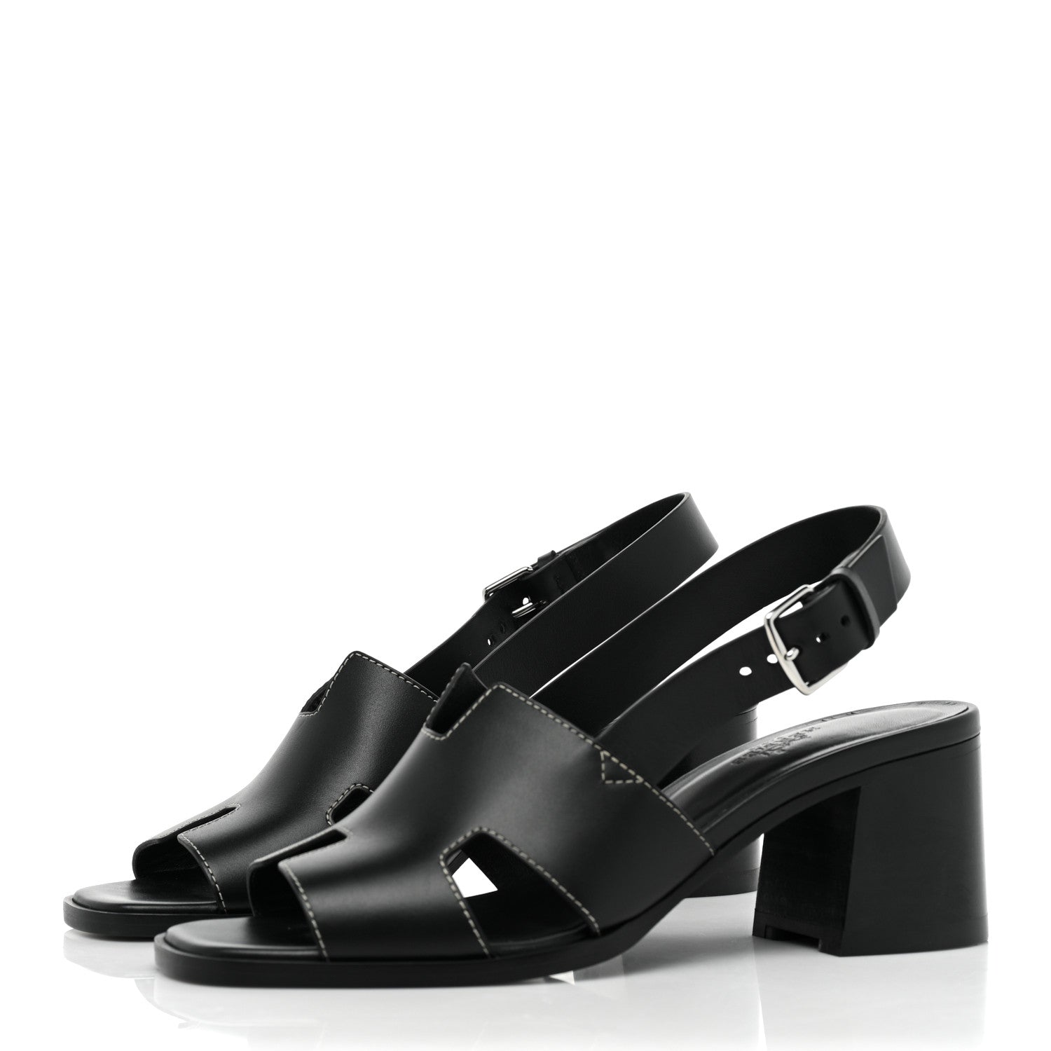 Hermes Calfskin Elbe 60 Sandals 38 Black 3 of 11