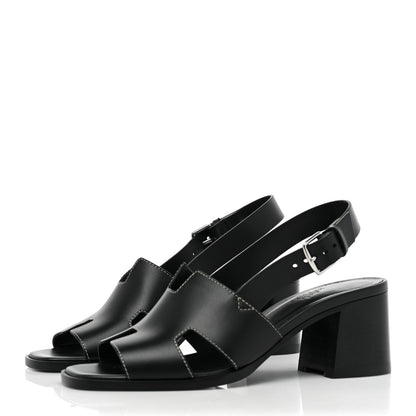 Hermes Calfskin Elbe 60 Sandals 38 Black 3 of 11