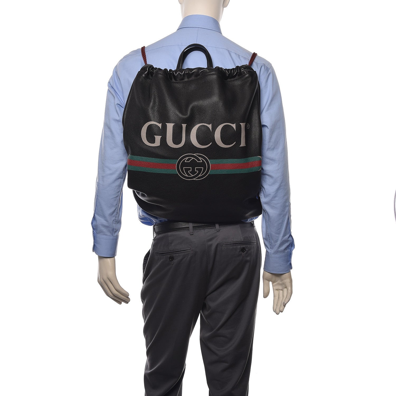 Gucci Calfskin Logo Drawstring Backpack Black 2 of 11
