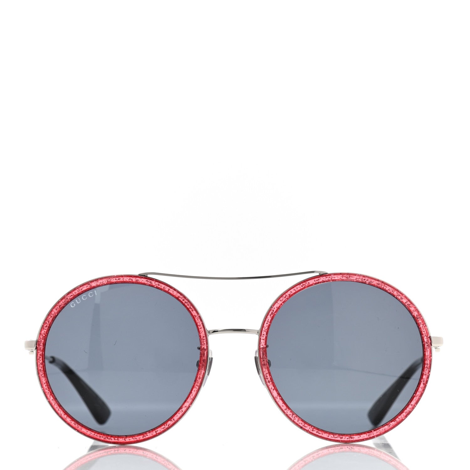 Gucci Metal Round Frame Glitter Sunglasses GG0061S Red 2 of 6