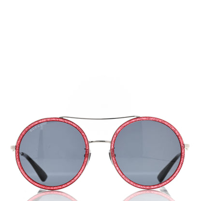 Gucci Metal Round Frame Glitter Sunglasses GG0061S Red 2 of 6