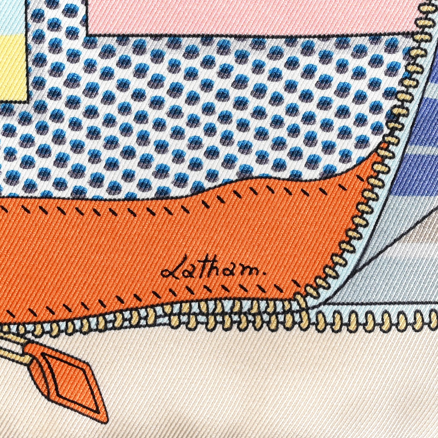 Hermes Silk Confort En Automobile Scarf 70 Vanille Bleu Jaune 2 of 5
