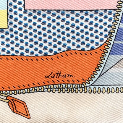 Hermes Silk Confort En Automobile Scarf 70 Vanille Bleu Jaune 2 of 5