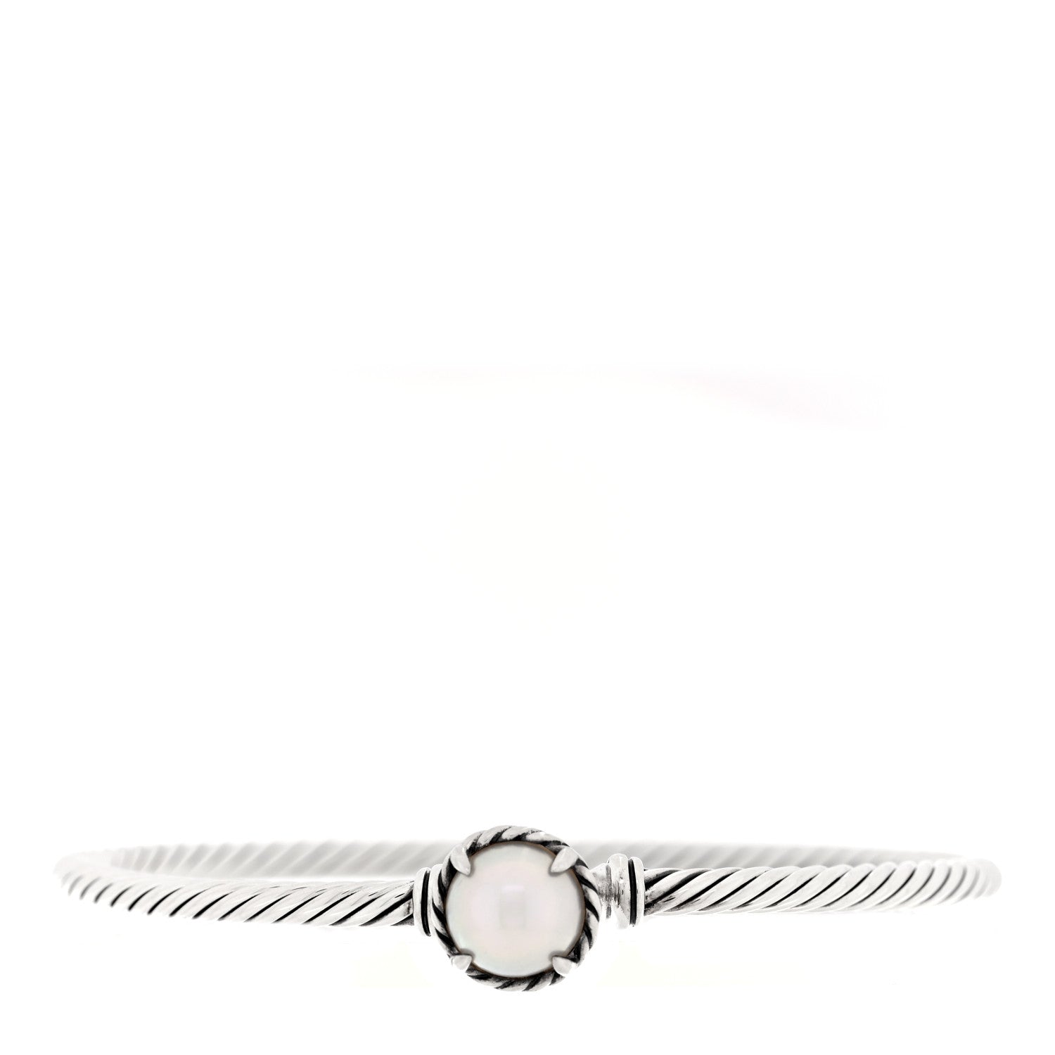 David Yurman Sterling Silver Cultured Pearl 3mm Chatelaine Bracelet 1 of 3