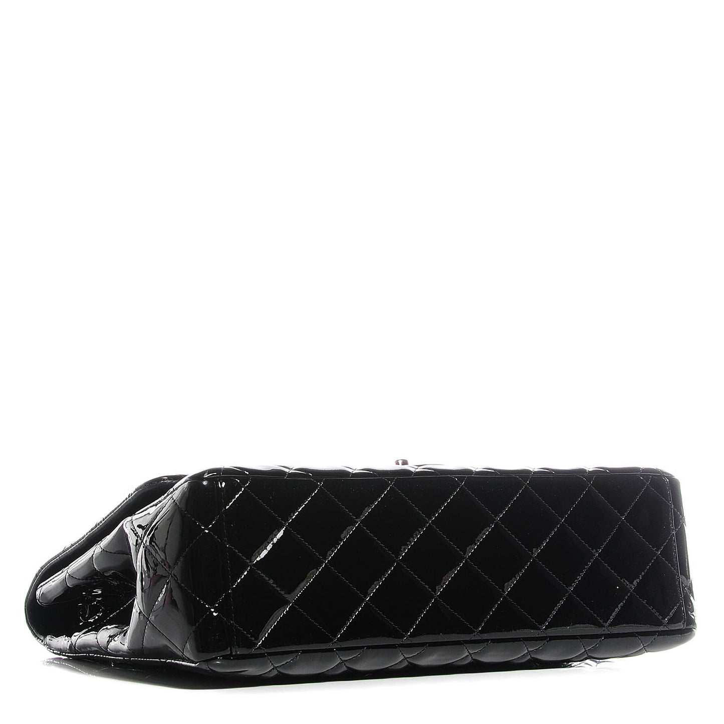 Patent Quilted Maxi Single Flap Black