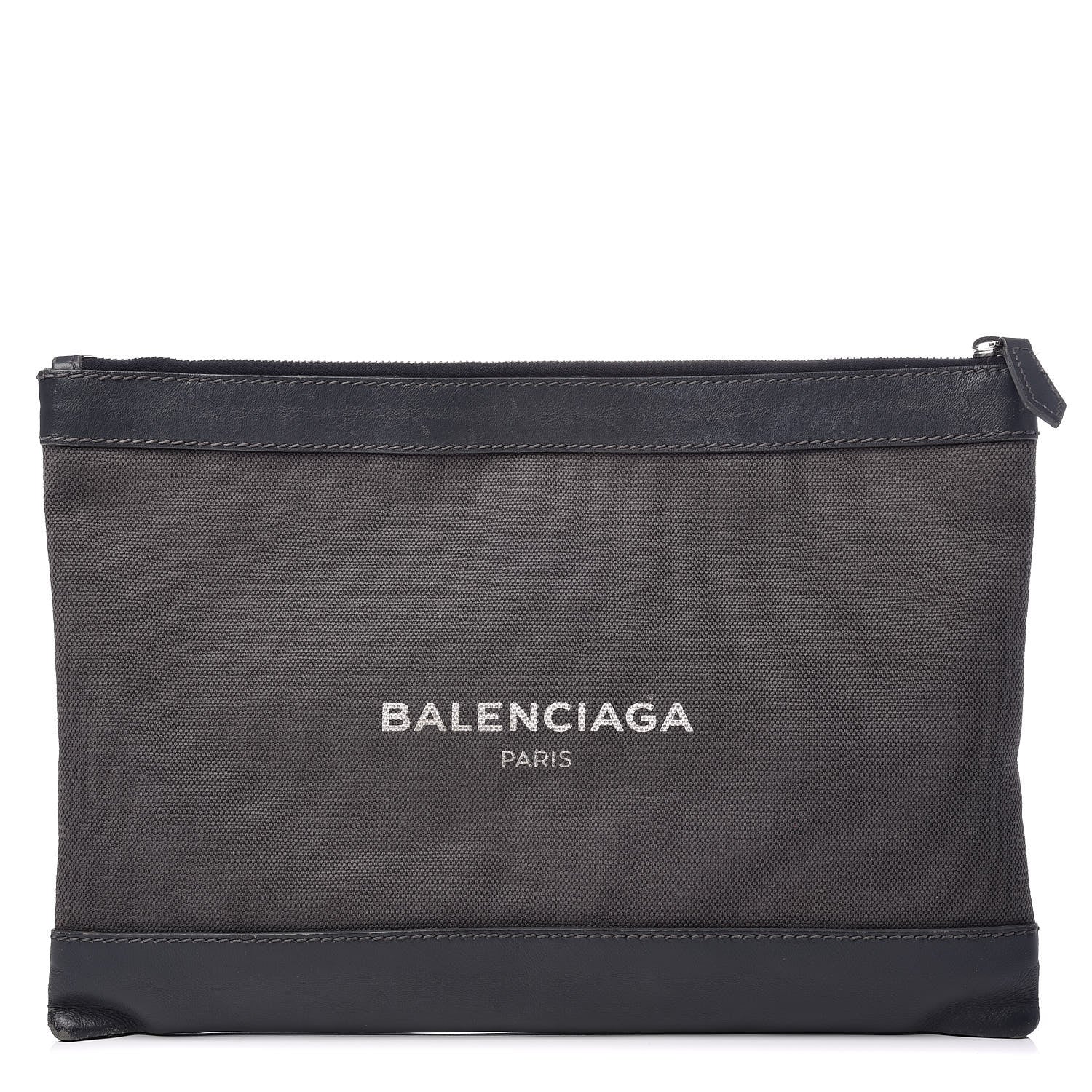 Balenciaga Cotton Canvas Calfskin Logo Clutch Ombre Grey Gradient 1 of 12