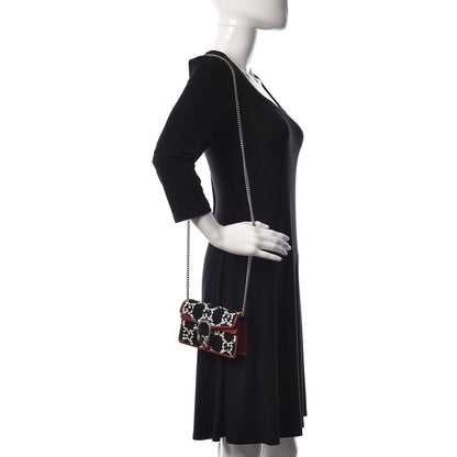 Gucci Tweed GG Monogram Super Mini Dionysus Shoulder Bag Black White Romantic Cherry 2 of 10